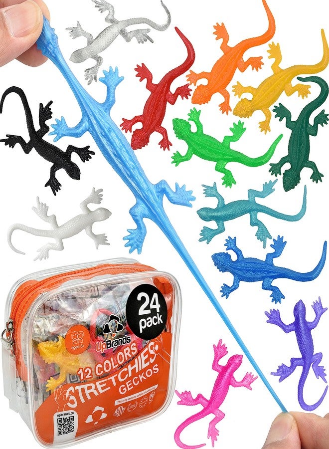 UpBrands Super Stretchy Lizard Toys 3" Bulk Set, 12 Colors Gecko Birthday Party Favors for Kids, Goodie Bags, Easter Egg Basket Stuffers, Pinata Filler, Students Rewards (24 Pack) - Image 1